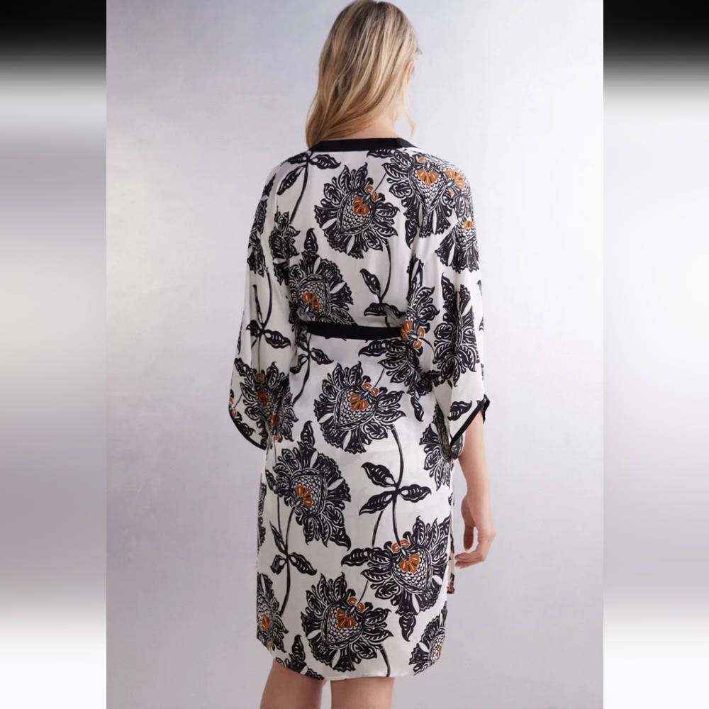 Intimissimi Robe-Folk & Delicious Viscose Satin Robe - Black-m/l - Picture 2 of 10